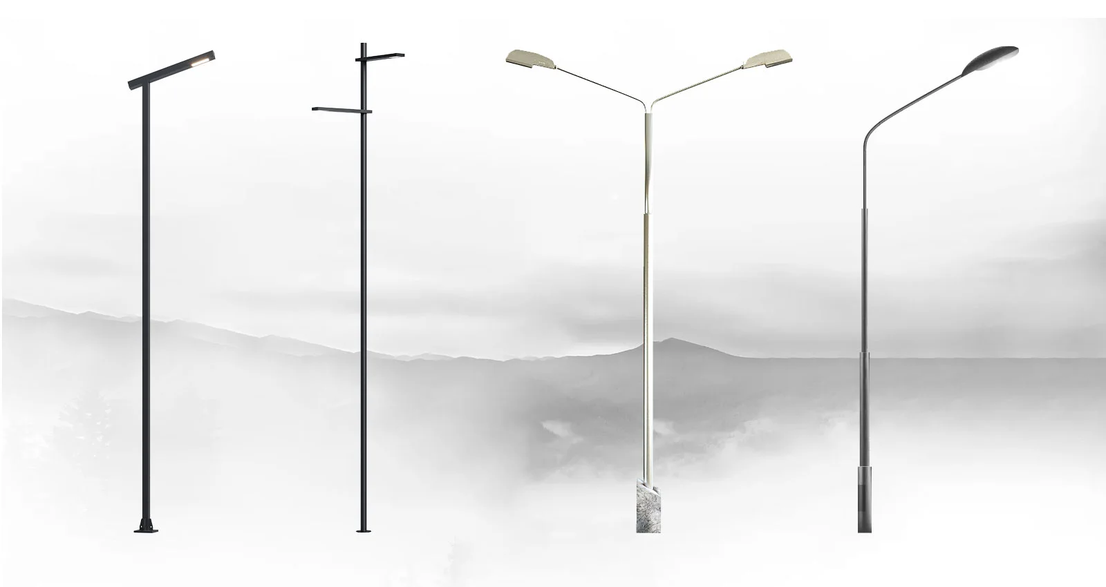 Single Arm Modern LED Street Light Pole