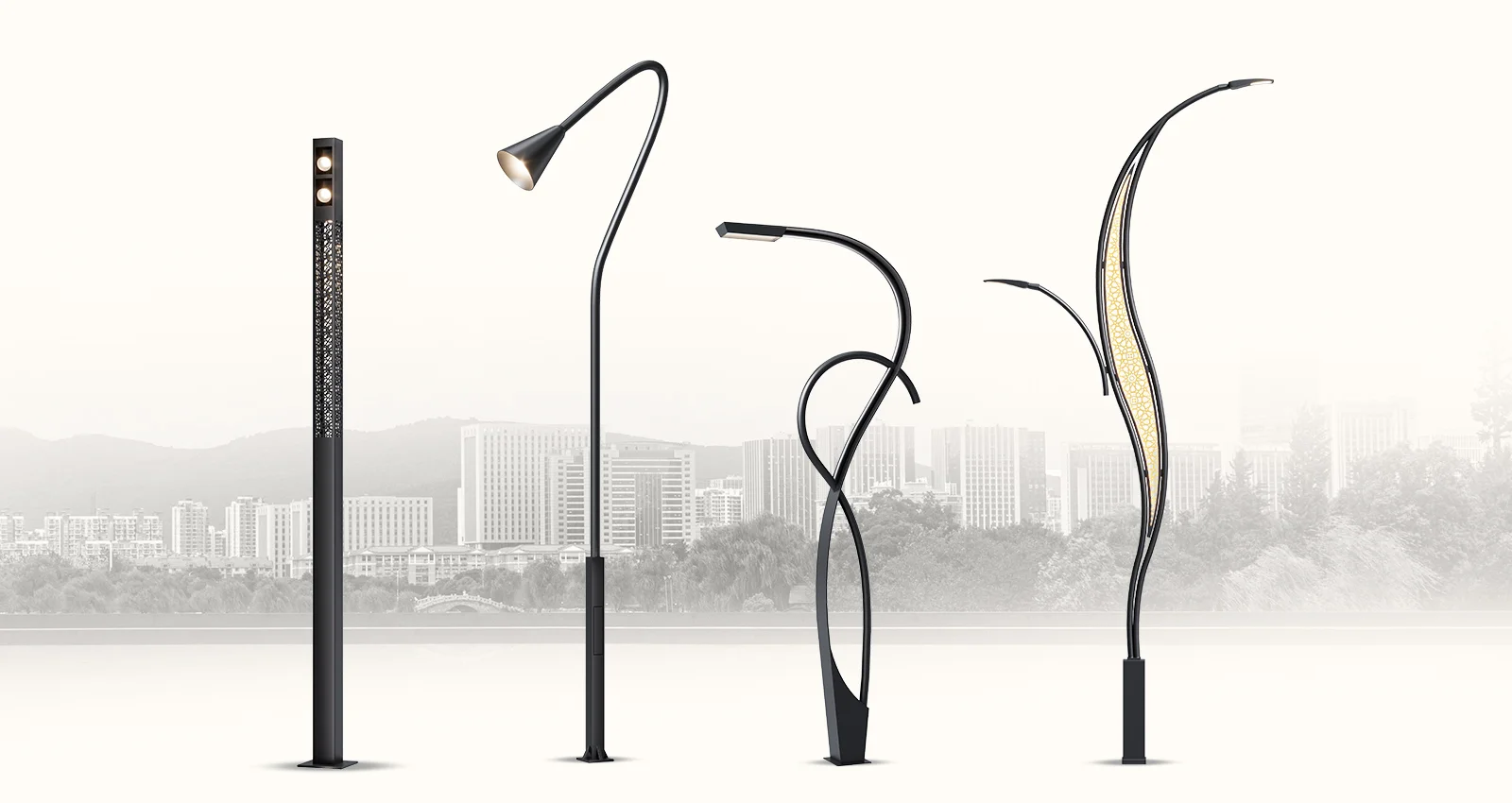 Curved Arm LED Street Light Pole